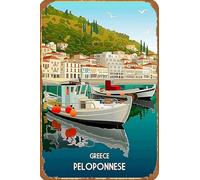 XingFox Vintage Look Reproduction Peloponnese Greece Isles Island Retro Travel Wall Decor Art Print Retro Tin Plaque Poster Gift 8x12 Inch