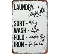 XingFox Vintage Metal Signs Laundry Art Laundry Room Laundry Chedule Housewarming Gift Laundry Cafes Retro Poster Kitchen Cottage Country Outdoor Home Style Farmer Wall Decor 8x12 Inch