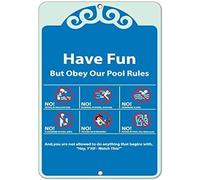 XingFox Warning Sign,Pool Rules,Safety No Dive Run Plush Alone Swim Yell Scream Glass Sign Metal Aluminum 8x12 Inch