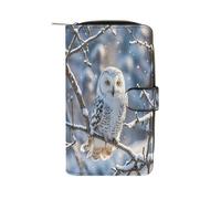 XingFox Winter White Owl Wallet Fashion Credit Card Holder Large Capacity Money Clip Slim Leather Wallet for Men Women