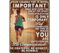 XingFox Your Character is More Important Than How Good You are at The Sport Aluminum Tin Sign Door Signs Exterior Home Cave Garage bar Country Poster Club Wall Plaque Decor 8x12 Inch