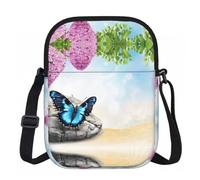 XingFox Zen Design Butterfly Print Zipper Crossbody Bag With Smooth Inner Lining Easy Access For Daily Outdoor Travel Use