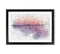 Xinghai Bridge in China in Abstract Framed Print | A2 Black Framed Wall Art | Ready to Hang | Abstract Cityscape Picture | Living Room Bedroom Lounge Office