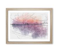Xinghai Bridge In China In Abstract Modern Art Framed Print | A4 Oak Framed Wall Art | Ready to Hang | Abstract Cityscape Picture | Living Room Bedroom Lounge Office