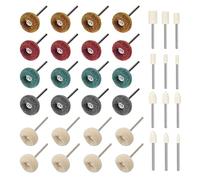 Xinghua 36pcs Wool Felt Scouring Pad Buffing Wheels Set with 3mm Shaft, Dremel Rotary Tools Power Tool Buffing Set, Sanding Dusting and Polishing for Jewelry Glass Metal Wood