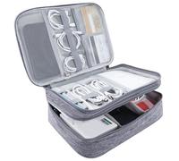 XINGHUA Travel Cable Organizer Bag, Portable Small Gadget Bag Cable Pouch, Waterproof Electronics Accessories Tidy Bag for Charger, Adapter, Power Bank, Hard Disk(Gray)