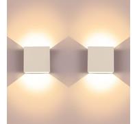 Xinghuo 2Pcs LED Wall Sconce Lights-Up&Down Wall Lamps 6W/12W,IP65 Waterproof Aluminum Modern Design(3000K Warm White) Indoor&Outdoor Use for Living Room,Bedroom,Bathroom, Hallway,Stairs (White 6V)