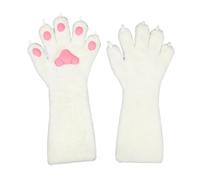 XINgjyxzk Fursuit Animal Claw Gloves For Cosplay, Anime & Halloween - White, Plush, Medium (M), Gloves - Mittens