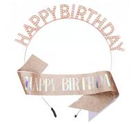 XINGKANG Sparkling Rose Gold & Gorgeous Rhinestone Birthday Headbands, With Colorful& Sparkling RibbonsThat Are Agile& elegant, Brilliant &Eye-Catching，SRZM