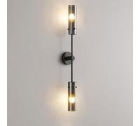 XINGLANT Italian Minimalist Glass Shade Double-Head Wall Lamp Living Room Accent Long-Arm Decorative Light Bedside Full-Brass Lighting Fixture