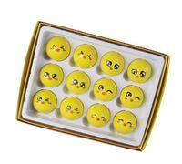 XINGLIDA 12Pcs Emotion Face Golfball Yellow Rubber Golfs Practice Sphere Sports Stress Sphere For Kids Men Women School Reward Unique Professional Practice Golf Balls