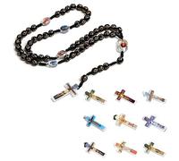 XINGLIDA Beaded Chain Rosary Necklace With Pendant Simple Catholic Rosary Necklace For Catholic Religious Handmade Beads Collar Chain