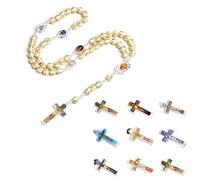 XINGLIDA Beaded Chain Rosary Necklace With Pendant Simple Catholic Rosary Necklace For Catholic Religious Handmade Beads Collar Chain