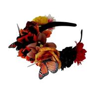 XINGLIDA Butterfly Flower Headband For Day Of The Dead Adult Teens Mexico Festival Accessories Hairhoop For Carnivals Gathering
