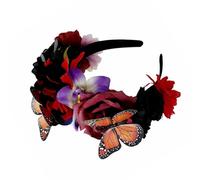 XINGLIDA Butterfly Flower Headband For Day Of The Dead Adult Teens Mexico Festival Accessories Hairhoop For Carnivals Gathering