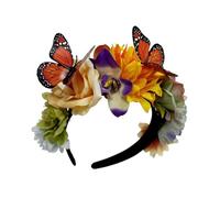 XINGLIDA Butterfly Flower Headband For Day Of The Dead Adult Teens Mexico Festival Accessories Hairhoop For Carnivals Gathering