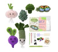 XINGLIDA Complete Crochet Starter for Beginner Vegetables Set with Yarn Hook Needle Knitting Marker Succulents Potted Plant