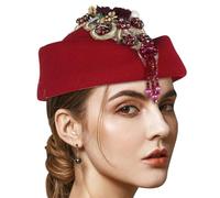 XINGLIDA Crystal Flower Fascinator Hat For Teaparty Cocktail Party Women Flapper Costume Roleplay Stewardess Hat For Formal Event Formal Event