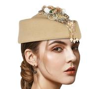 XINGLIDA Crystal Flower Fascinator Hat For Teaparty Cocktail Party Women Flapper Costume Roleplay Stewardess Hat For Formal Event Formal Event