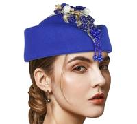 XINGLIDA Crystal Flower Fascinator Hat For Teaparty Cocktail Party Women Flapper Costume Roleplay Stewardess Hat For Formal Event Formal Event