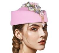 XINGLIDA Crystal Flower Fascinator Hat For Teaparty Cocktail Party Women Flapper Costume Roleplay Stewardess Hat For Formal Event Formal Event
