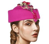 XINGLIDA Crystal Flower Fascinator Hat For Teaparty Cocktail Party Women Flapper Costume Roleplay Stewardess Hat For Formal Event Formal Event
