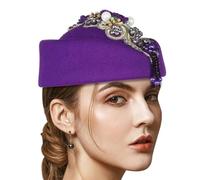XINGLIDA Crystal Flower Fascinator Hat For Teaparty Cocktail Party Women Flapper Costume Roleplay Stewardess Hat For Formal Event Formal Event