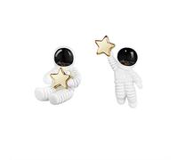 XINGLIDA Cute Asymmetric Astronaut Earrings Space Starry for Space Star Small Stud Earring Jewelry Decoration Gift for Women