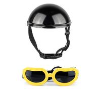 XINGLIDA Dog with Ear Hole Pet and Goggles Set with Adjustable Strap Dog Sunglasses Puppy Head Cover for Bike