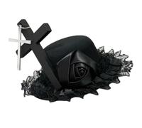 XINGLIDA Elegant Punk Crossed Small Hat Hairclip Black Rose Flower Lace Hat Headwear For Unique Fashion Halloween Party Supply