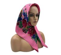 XINGLIDA Ethnic Russian Flower Pattern Head Scarf For Women Bright Colors Big Flower Bandana Square Headwrap For Daily Wear