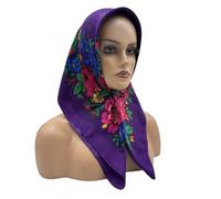 XINGLIDA Ethnic Russian Flower Pattern Head Scarf For Women Bright Colors Big Flower Bandana Square Headwrap For Daily Wear