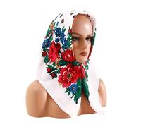 XINGLIDA Ethnic Russian Flower Pattern Head Scarf For Women Bright Colors Big Flower Bandana Square Headwrap For Daily Wear