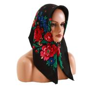 XINGLIDA Ethnic Russian Flower Pattern Head Scarf For Women Bright Colors Big Flower Bandana Square Headwrap For Daily Wear