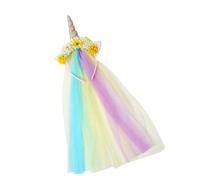 XINGLIDA Horn Rainbow Flower Headband Halloween Headwear Halloween Party Photo Props Flower Party Headwear Cosplay Accessories