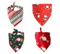 XINGLIDA Pack of 4 Christmas Pet Bandanas Cotton Soft Bibs with Festival Pattern for Dogs and Cats Perfect for Holiday Feeling