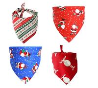 XINGLIDA Pack of 4 Christmas Pet Bandanas Cotton Soft Bibs with Festival Pattern for Dogs and Cats Perfect for Holiday Feeling