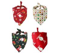 XINGLIDA Pack of 4 Christmas Pet Bandanas Cotton Soft Bibs with Festival Pattern for Dogs and Cats Perfect for Holiday Feeling