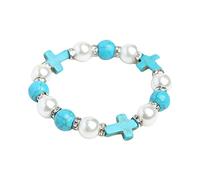 XINGLIDA Religious Cross Beads Cross For Women Natural Stone Elastic Link Prayer Girl Hip Hop Prayer