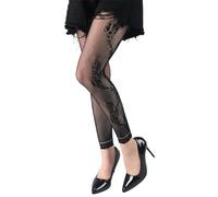 XINGLIDA Women Ankle Tights Vintage Floral Patterned Footless Lace Pantyhose Dark Alternative Mesh Leggings Stockings Trendy Tights
