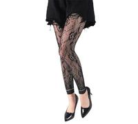 XINGLIDA Women Ankle Tights Vintage Floral Patterned Footless Lace Pantyhose Dark Alternative Mesh Leggings Stockings Trendy Tights