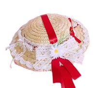 XINGLIDA Women Girls Straw Lolitas Lightweight Sun Hat Rural Tea Party Lace Flower Decorated Small Hats Costume Accessories