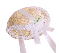 XINGLIDA Women Girls Straw Lolitas Lightweight Sun Hat Rural Tea Party Lace Flower Decorated Small Hats Costume Accessories