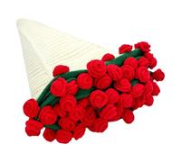 Xinglongs Flower Bouquet Blanket Rose Bouquet Blankets Breathable Handmade Crocheted Blanket Soft Knitting Throw For Sofa Nursery Mattress(80CM Red)