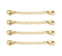 Xinglongs Necklace Extender 50Pcs Stainless Steel Extension Chains with Lobster Clasp Necklace Extender Chain Extended Tail Chains for DIY Bracelet(Gold_125mm)
