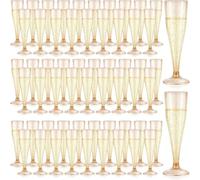 Xinglongs Plastic Champagne Flutes 150 Pcs 4.5oz Rose Gold Glitter Plastic Champagne Flutes for Wedding Party