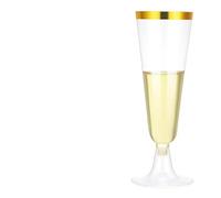 Xinglongs Plastic Champagne Flutes 200 Pack 5 Oz Disposable Gold Plastic Champagne Flutes for Weddings and Celebrations