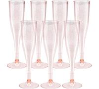 Xinglongs Plastic Champagne Flutes 30-Pack 6.5oz Rose Gold Glitter Plastic Champagne Flutes for Wedding & Party
