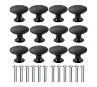 Xinglongs Vintage Cabinet Knobs 24Pcs Metal Black Single Grain Small Handle Round Door Knob Cabinet Handle for Bathroom Toilet Drawer Kitchen Furniture Hardware