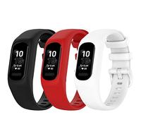 XINGMALY Compatible with Garmin Vivosmart 5 Bands, Texture Replacement Soft Flexible Silicone Sweat Resistant Band Strap Wristband for Garmin Vivosmart 5 Fitness Tracker (Black,White,Red)
